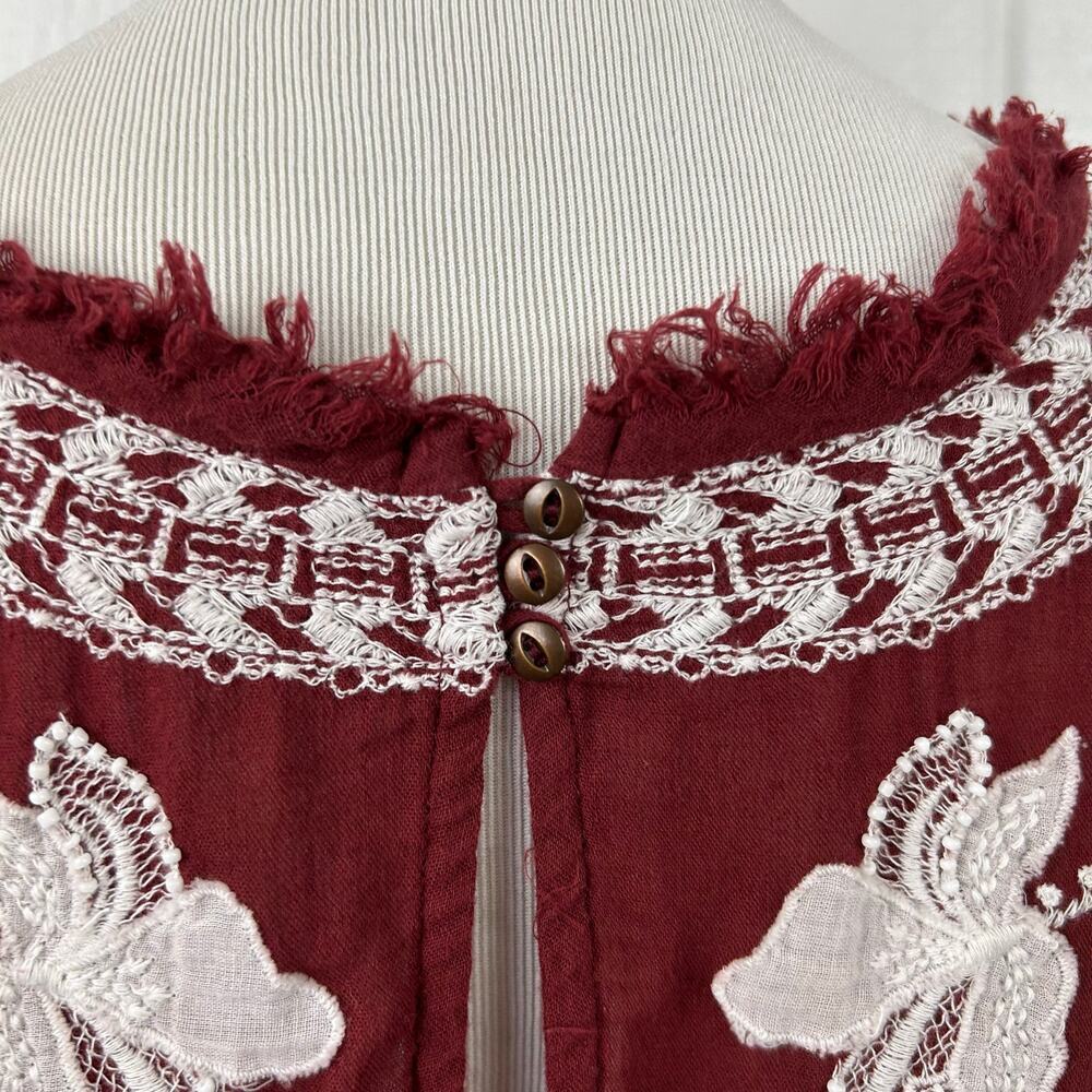 Free People Women Edie Top Size XS Short Sleeve Embroidered Floral Boho Flowy - Picture 7 of 10